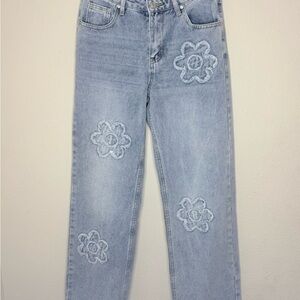 Cali 1850 Y2K Floral Patch Straight Leg Jeans Women’s Size 5